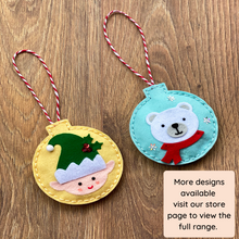 Load image into Gallery viewer, Polar bear felt Christmas tree decoration
