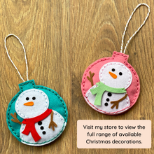 Load image into Gallery viewer, Mr Snowman felt Christmas tree decoration
