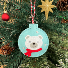 Load image into Gallery viewer, Polar bear felt Christmas tree decoration
