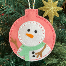 Load image into Gallery viewer, Mrs Snowman felt Christmas tree decorations

