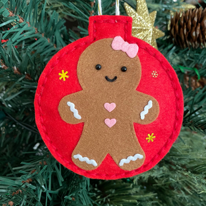 Mrs Gingerbread Felt Christmas tree decoration