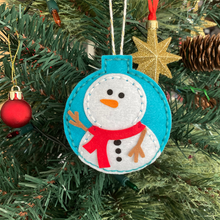 Load image into Gallery viewer, Mr Snowman felt Christmas tree decoration
