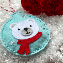 Load image into Gallery viewer, Polar bear felt Christmas tree decoration
