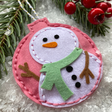 Load image into Gallery viewer, Mrs Snowman felt Christmas tree decorations
