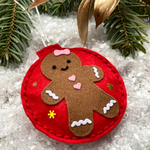 Load image into Gallery viewer, Mrs Gingerbread Felt Christmas tree decoration
