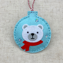 Load image into Gallery viewer, Polar bear felt Christmas tree decoration
