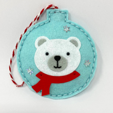Load image into Gallery viewer, Polar bear felt Christmas tree decoration
