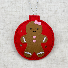 Load image into Gallery viewer, Mrs Gingerbread Felt Christmas tree decoration

