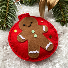 Load image into Gallery viewer, Mr Gingerbread Felt Christmas tree decoration
