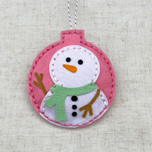 Load image into Gallery viewer, Mrs Snowman felt Christmas tree decorations
