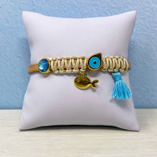 Load image into Gallery viewer, Delmar evil eye leather bracelet pillow
